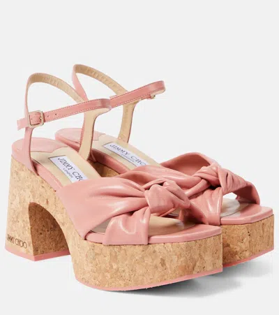 Jimmy Choo Plateausandalen Heloise 95 Aus Leder In Pink