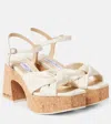 Jimmy Choo Heloise Wedge 95 Platform Sandals In Latte In White