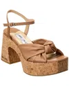 Jimmy Choo Heloise Wedge 95 Platform Sandals In Nappa Leather In Brown