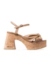 Jimmy Choo Heloise Wedge 95 Platform Sandals In Nappa Leather In Beige