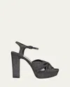 Jimmy Choo Heloise Glitter Knot Platform Sandals In Cosmo
