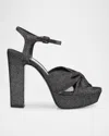 Jimmy Choo Heloise Glitter Knot Platform Sandals In Cosmo