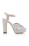 Jimmy Choo Heloise Glittered Platform Sandals In Silver
