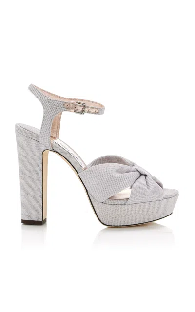 JIMMY CHOO HELOISE GLITTERED PLATFORM SANDALS