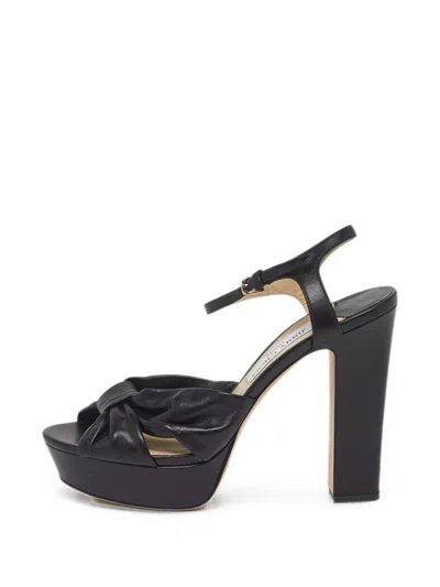 Pre-owned Jimmy Choo Heloise Knot Sandals In Black