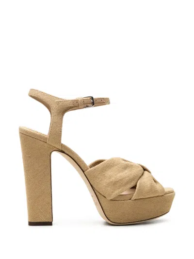 Jimmy Choo Heloise Knotted Platform Sandals In Brown