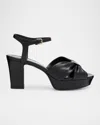 Jimmy Choo Heloise Leather Knot Platform Sandals In Black