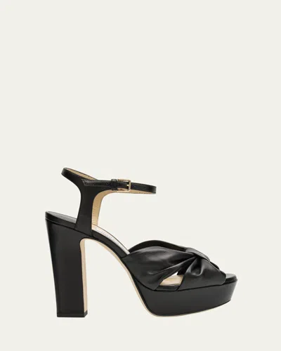 Jimmy Choo Heloise Leather Knot Platform Sandals In Black