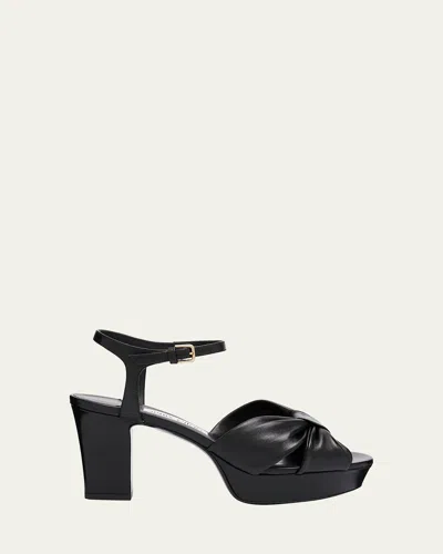 Jimmy Choo Heloise Leather Knot Platform Sandals In Black