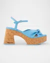 Jimmy Choo Heloise Leather Knot Platform Sandals In Dusty Blue