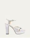 Jimmy Choo Heloise 120 Metallic Nappa Leather Platform Sandals In Silver