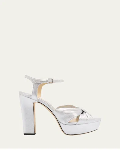 JIMMY CHOO HELOISE LEATHER PLATFORM SANDALS
