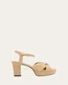Jimmy Choo Heloise Linen Knot Platform Sandals In Ballet Pink