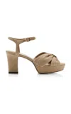 Jimmy Choo Women's Heloise 120mm Linen Platform Sandals In Nude