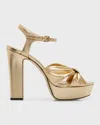 Jimmy Choo Heloise Metallic Ankle-strap Platform Sandals In Gold