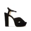 Jimmy Choo Heloise Velvet Platform Sandals In Black