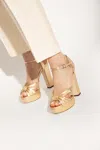 Jimmy Choo Gold Leather Heloise 100 Metallic Sandals In Gold