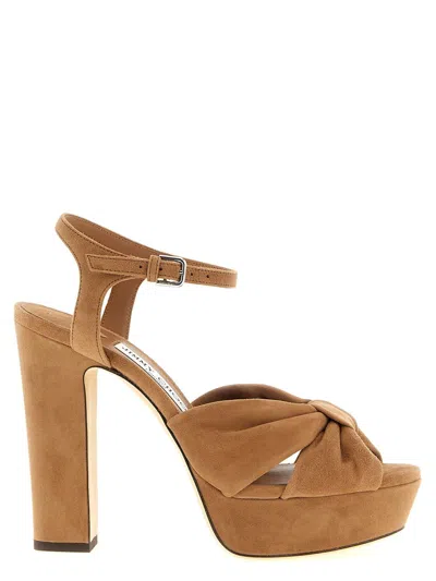 Jimmy Choo Heloise Suede Sandals In Brown