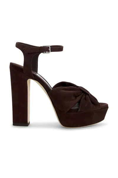 Jimmy Choo Heloise Suede 120 Sandal In Brown