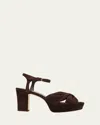 Jimmy Choo Heloise Suede Knot Platform Sandals In Brown