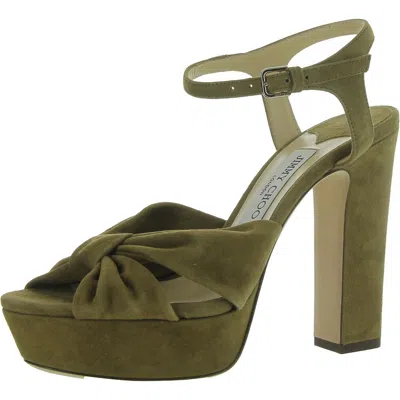 Jimmy Choo Heloise Womens Denim Bow Platform Sandals In Green