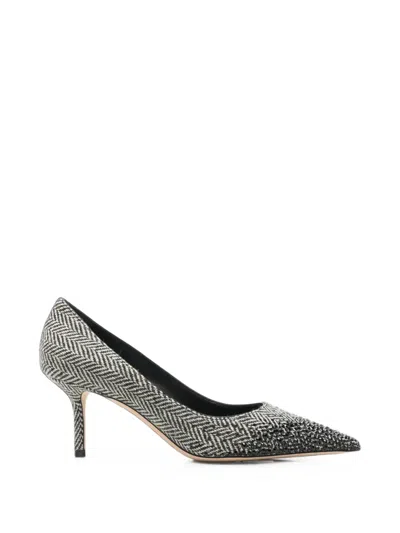 Jimmy Choo Herringbone Crystal-embellished Pumps In Multi