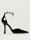 Jimmy Choo 'stevie' Black Pumps With Crystal Embellished Strap And High Sculpted Heel In Black