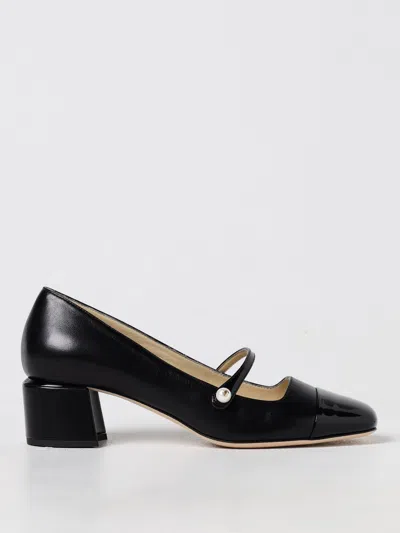 Jimmy Choo Elisa 45 Embellished Patent-trimmed Leather Mary Jane Pumps In Black