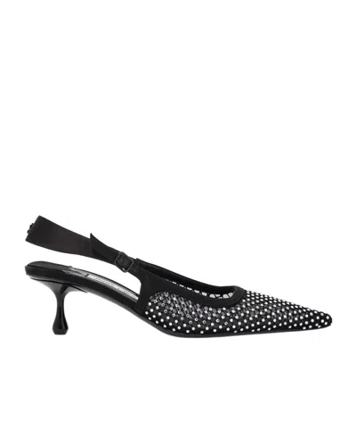 Jimmy Choo 'mesh And Satin Slingback Amel 50 Dã©col In Black
