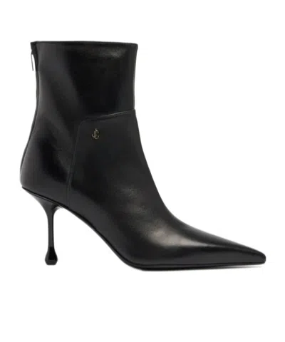 Jimmy Choo 80mm Cycas Leather Boots In Black