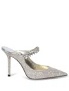 Jimmy Choo Bing 100 Mules In Silver With Glitter In Beige