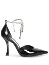 Jimmy Choo Stevie 100 Crystal-embellished Pumps In Patent Leather In Black