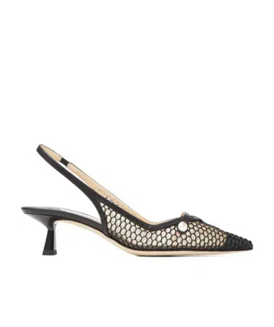 Jimmy Choo Hollowed-out Knitted High Heels In Black