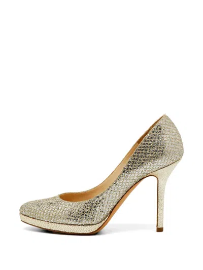 Pre-owned Jimmy Choo Hope Glitter Pumps In Gold