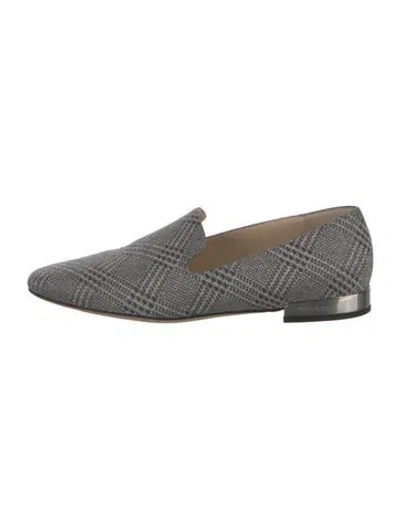 Pre-owned Jimmy Choo Houndstooth Print Glitter Accents Loafers