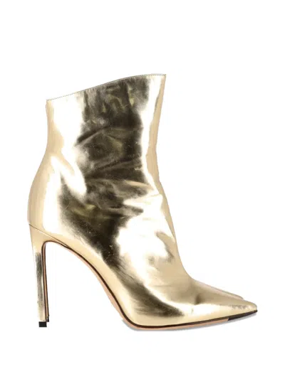 Pre-owned Jimmy Choo Hurley Pointed-toe Ankle Boots In Gold