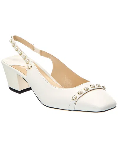 Jimmy Choo Hya 45 Leather Slingback Pump In White