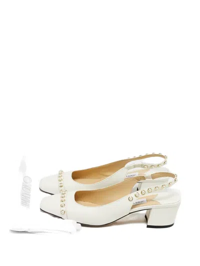 Pre-owned Jimmy Choo Hya Pearl-embellishment Pumps In White