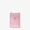 Jimmy Choo Id Holder With Chain In Rose/light Gold