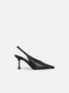Jimmy Choo 'isa 80' Black Leather Slingbacks In Black