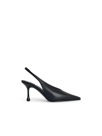 Jimmy Choo Isa 80 Black Leather Slingbacks