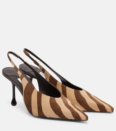 Jimmy Choo Isa 80 Calf Hair Slingback Pumps In Brown