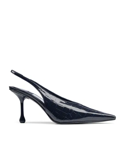 Jimmy Choo Isa 80 Croc-embossed Leather Slingback Pumps In Blue