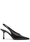 Jimmy Choo High Heel Slingback Pumps Pointed Toe Leather In Black