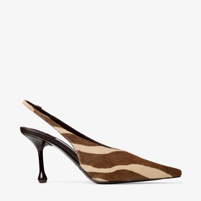 Jimmy Choo 80mm Isa Zebra-print Slingback Pumps In Brown