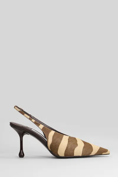 JIMMY CHOO ISA 80 PUMPS IN BROWN PONY SKIN