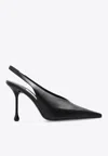 Jimmy Choo High Heel Slingback Pumps Pointed Toe Leather In Black