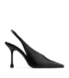 Jimmy Choo High Heel Slingback Pumps Pointed Toe Leather In Black