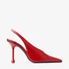 Jimmy Choo Isa 95 Leather Slingback Pumps In Ruby Red