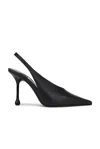Jimmy Choo High Heel Slingback Pumps Pointed Toe Leather In Black